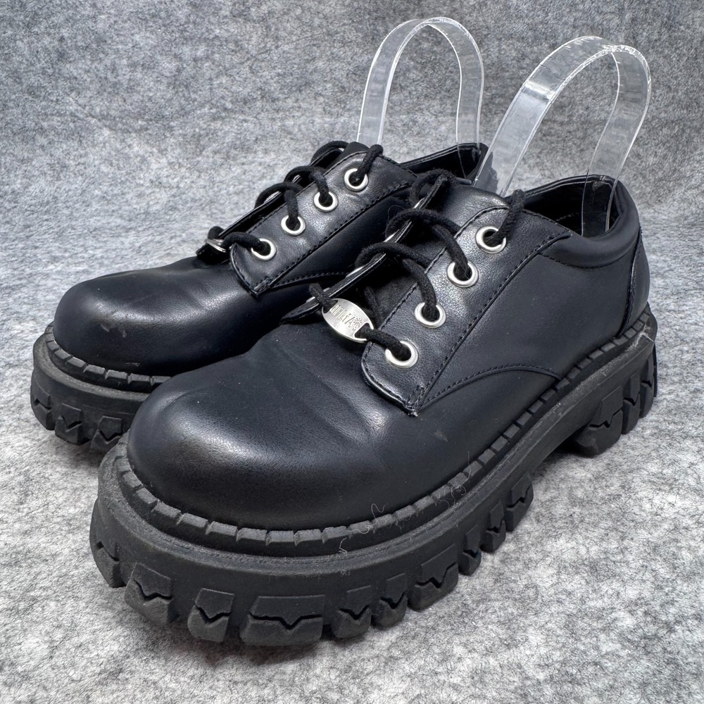 Vtg Dalias 90s Chunky Grunge Oxford Platform Lace Up Shoes Womens Sz 9 Black
